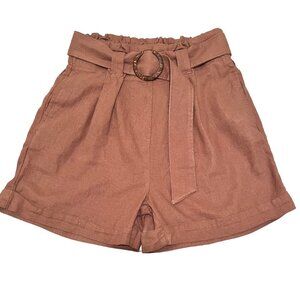 Streetwear Society Women's Brown Paperbag Belted Shorts Size M